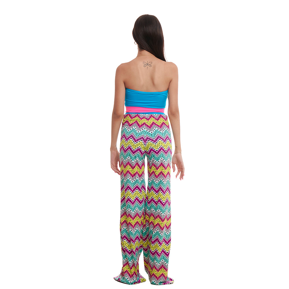 Pantalón zigzag pierna ancha